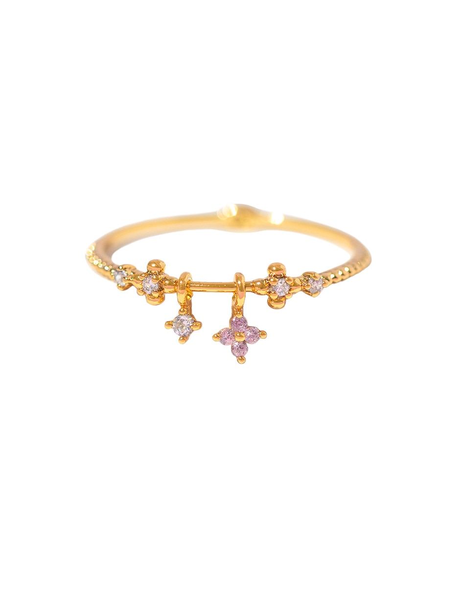 Anillo Charmed zirconia cúbica chapa de oro