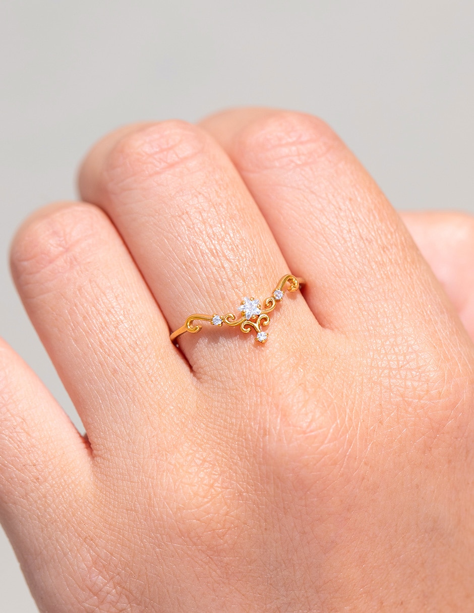 Anillo circular Wish Granted zirconia cúbica chapa de oro 4