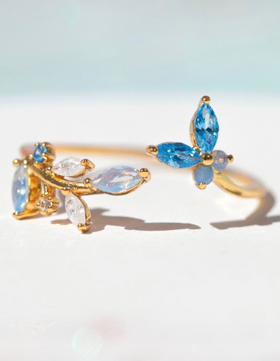 Anillo de flor zirconia brillante 3