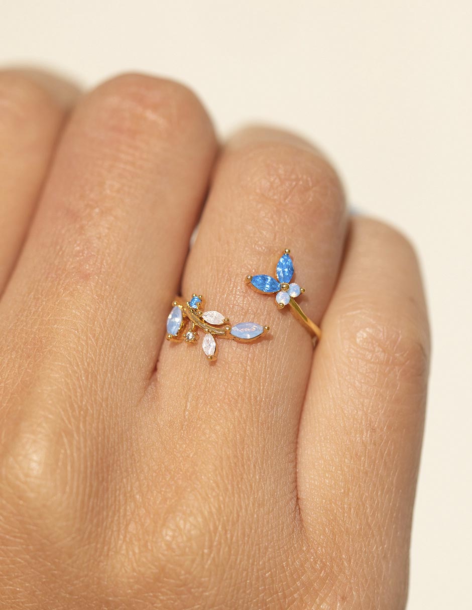 Anillo de flor zirconia brillante 4