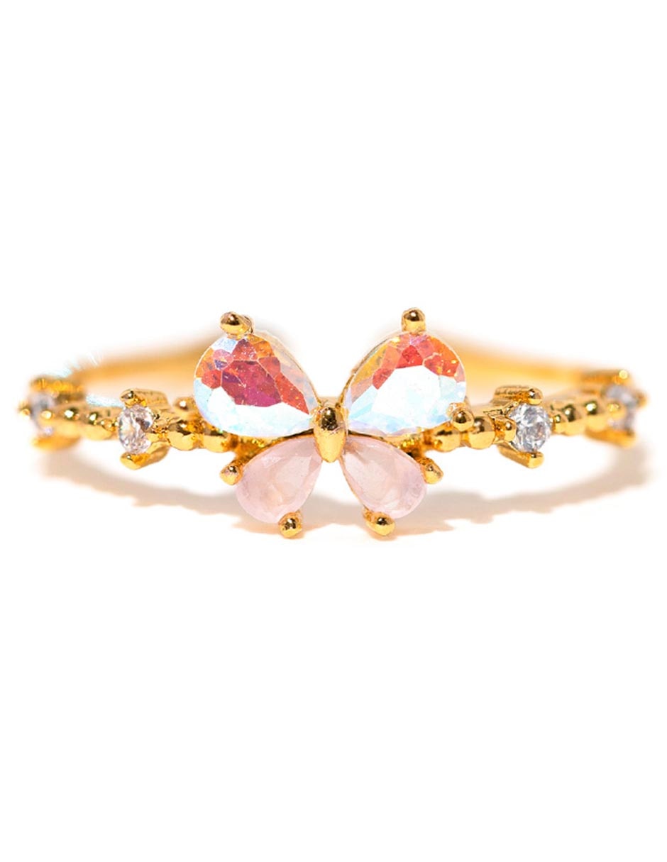 Anillo de mariposa Garden zirconia cúbica chapa