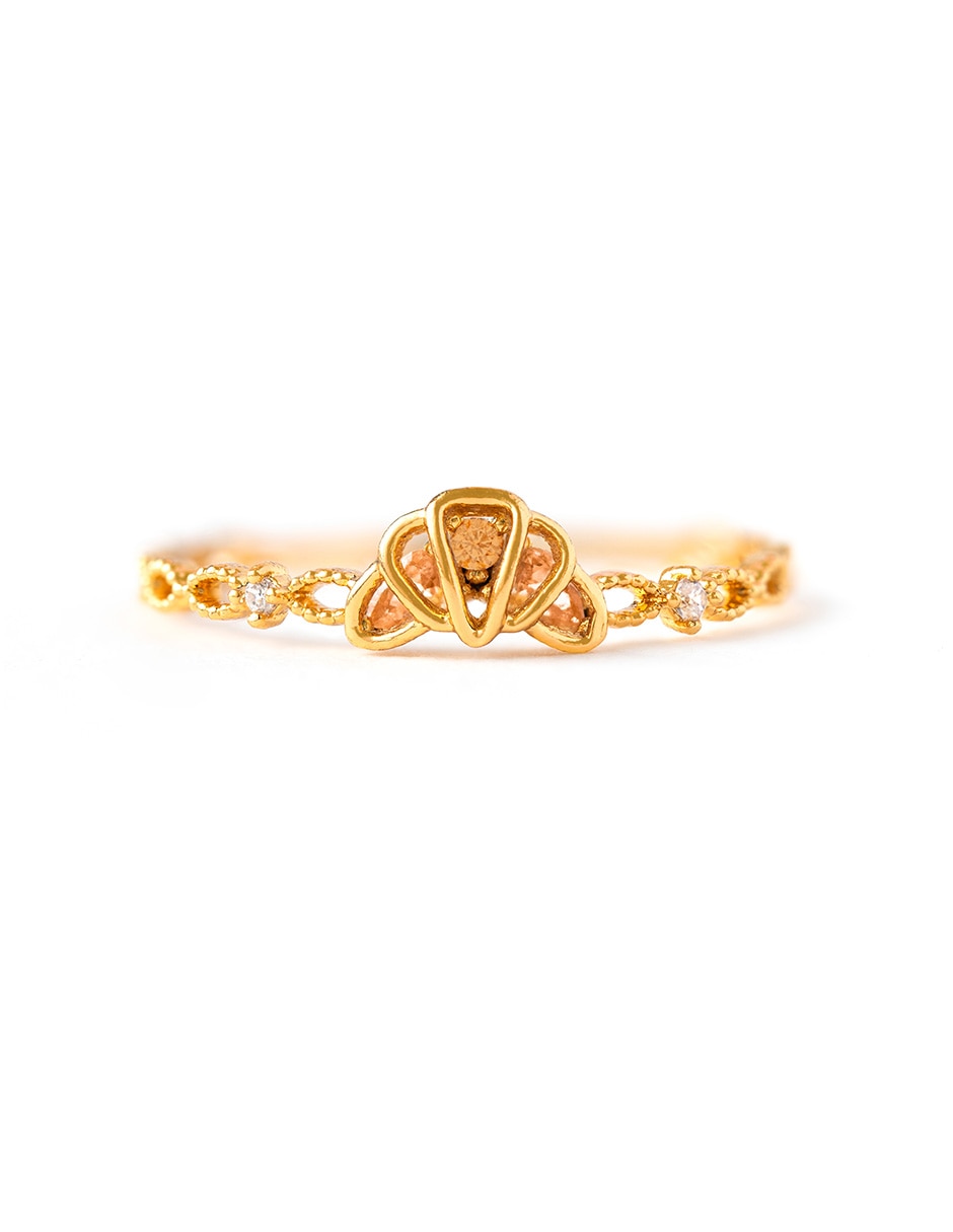 Anillo de croissant Food zirconia cúbica chapa de oro Anillo de croissant Food zirconia cúbica chapa de oro