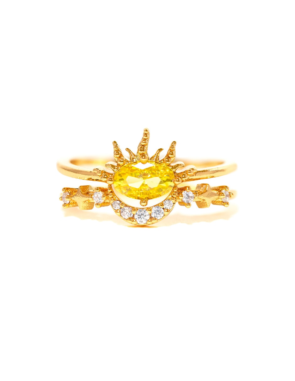Anillo circonita chapa de oro