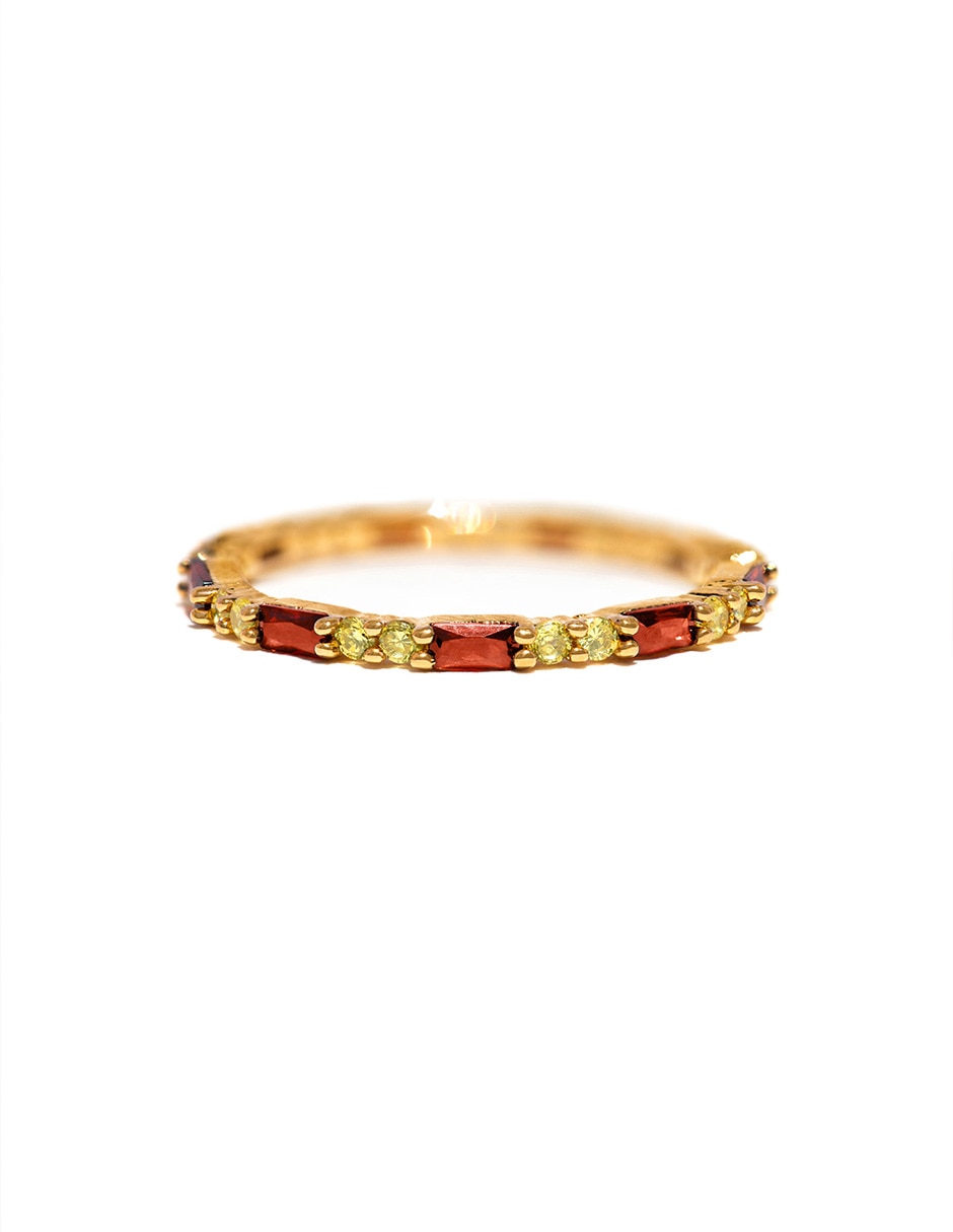 Anillo circular Gryffindor House Harry Potter zirconia cúbica chapa de oro