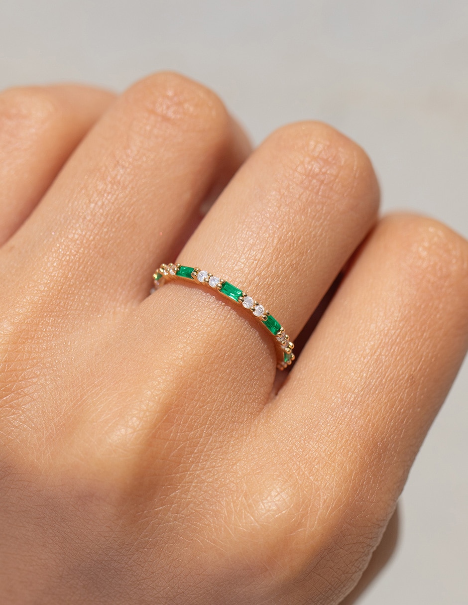 Anillo Harry Potter Slytherin House zirconia cúbica chapa de oro 2