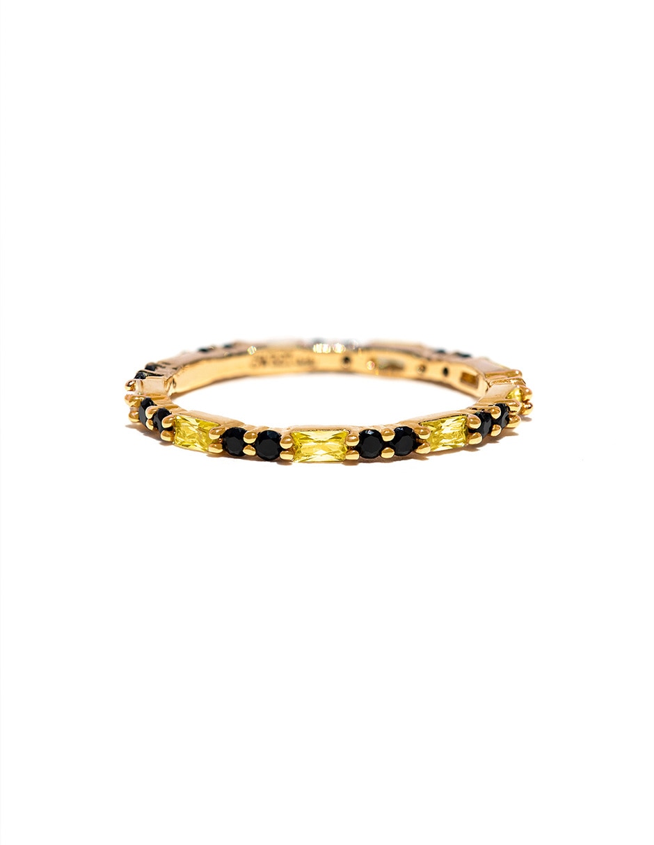Anillo circular Hufflepuff House Harry Potter zirconia cúbica chapa de oro