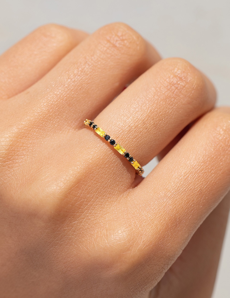 Anillo circular Hufflepuff House Harry Potter zirconia cúbica chapa de oro 2