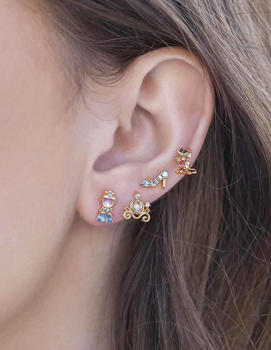 Set ear cuff Cinderrella Disney Princess 18 k con acabado chapa de oro zirconia cúbica 2