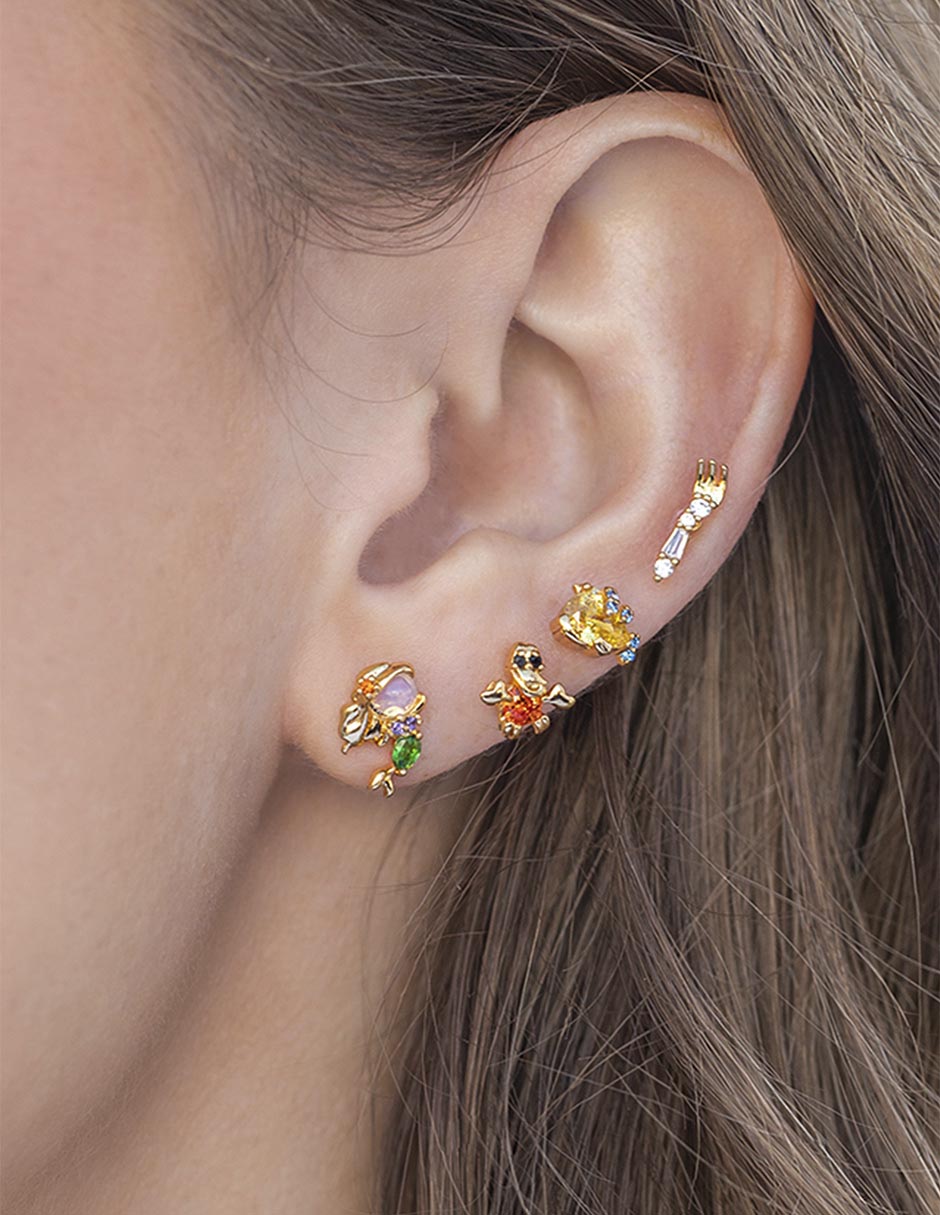 Set de aretes La Sirenita Disney 18 k con acabado chapa de oro zirconia cúbica 2