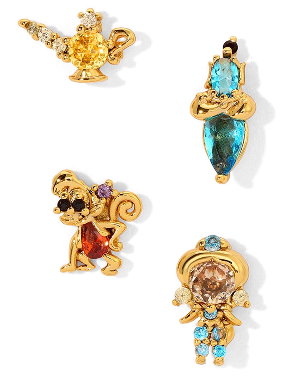 Set de aretes Disney 18 k con acabado baño de oro zirconia cúbica 2