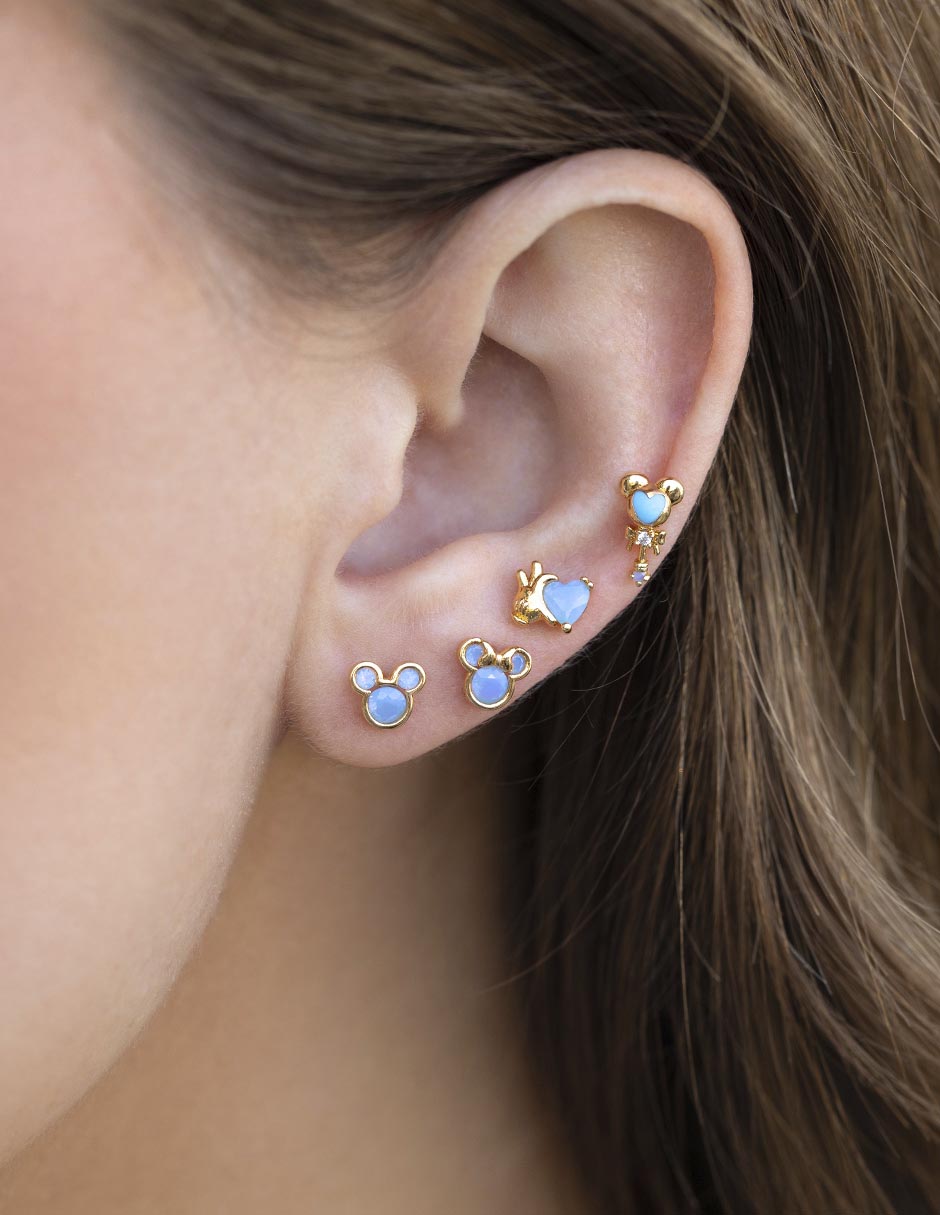 Set de aretes de Mickey & Minnie Disney 18 k con acabado chapa de oro zirconia cúbica 2