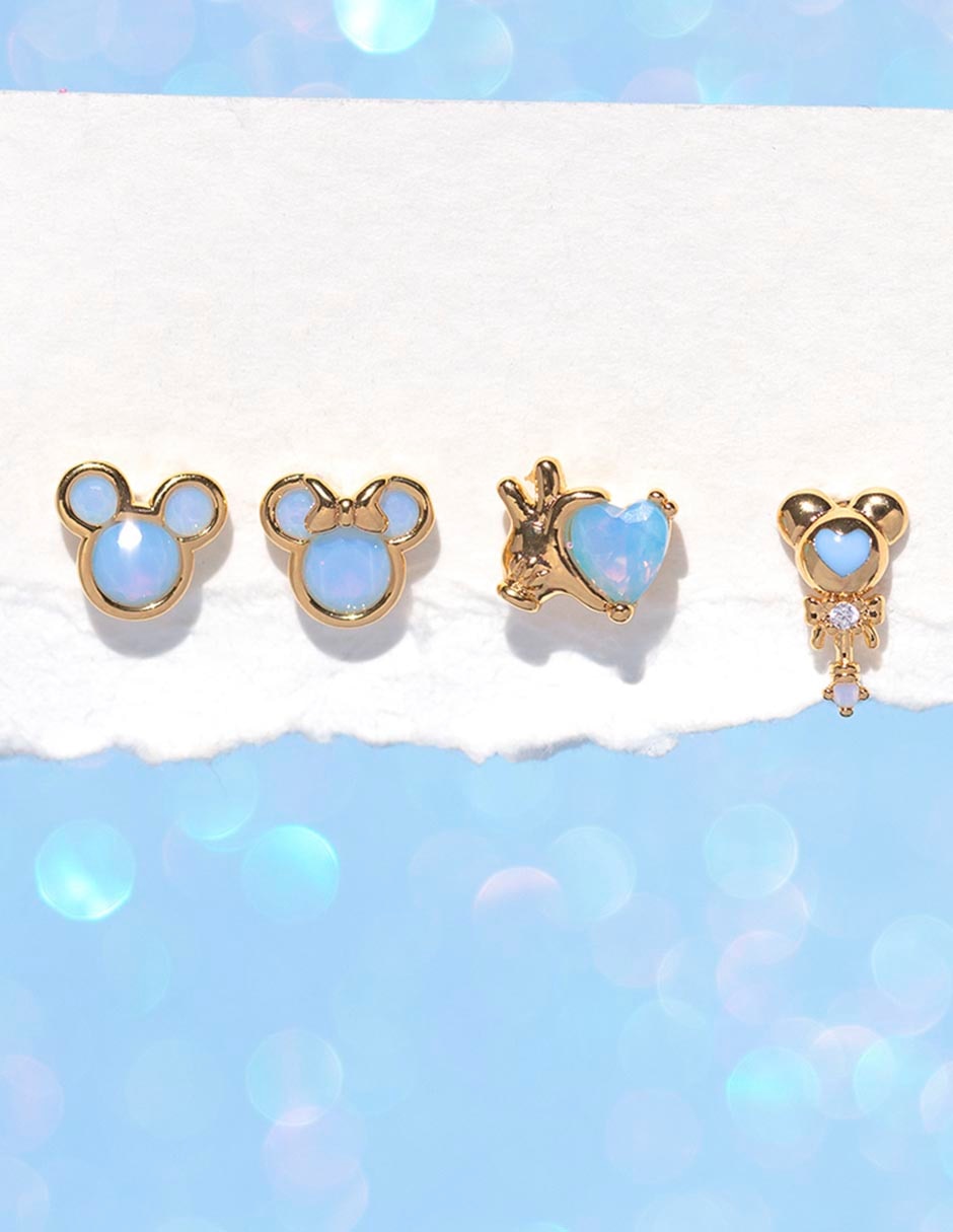 Set de aretes de Mickey & Minnie Disney 18 k con acabado chapa de oro zirconia cúbica 3