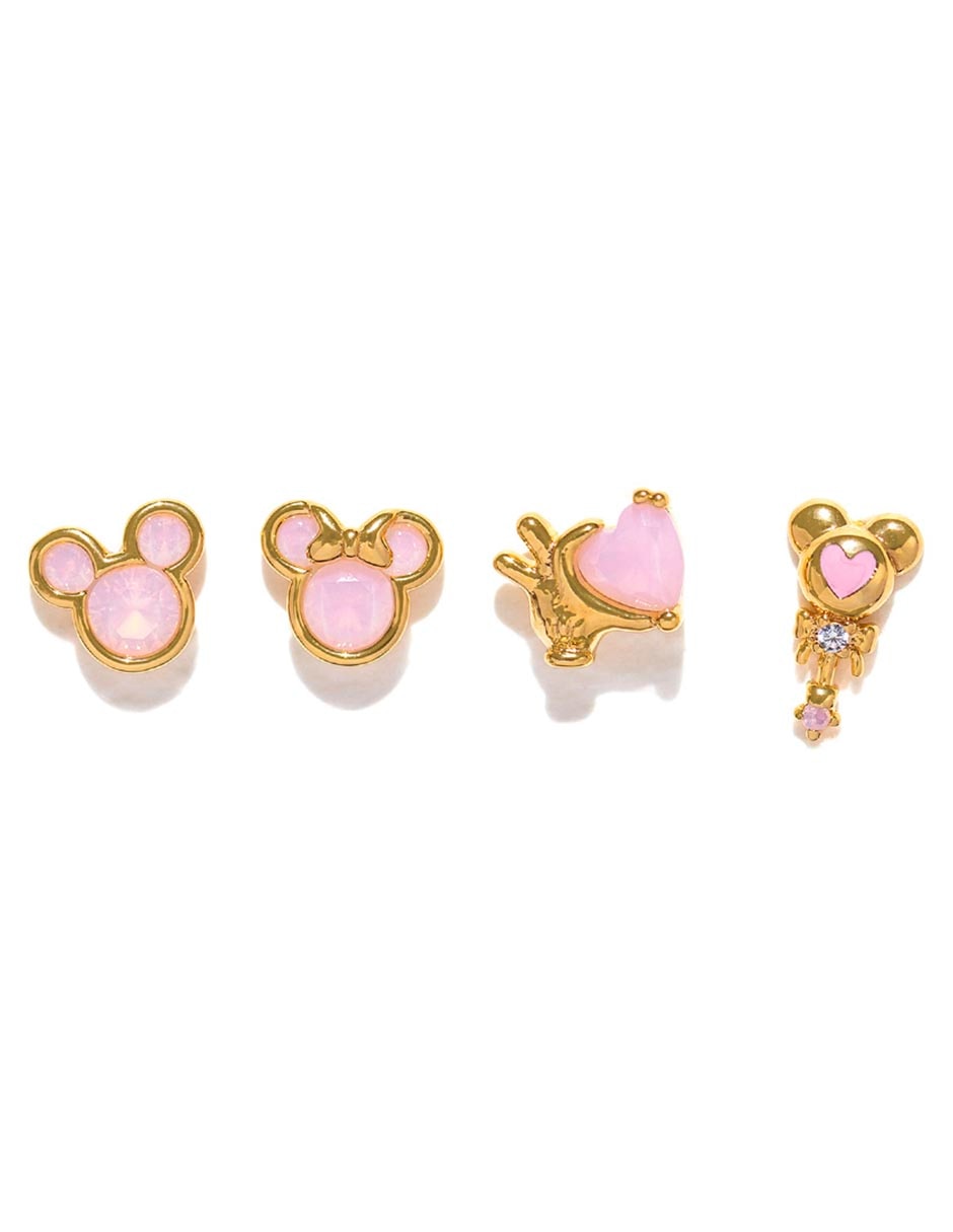 Aretes cortos Mickey & Minnie Disney 18 k con acabado chapa de oro