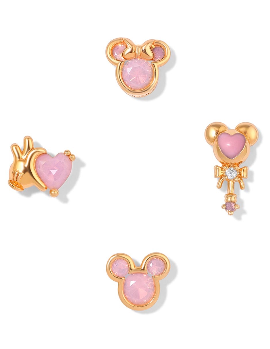Aretes cortos Mickey & Minnie Disney 18 k con acabado chapa de oro 4