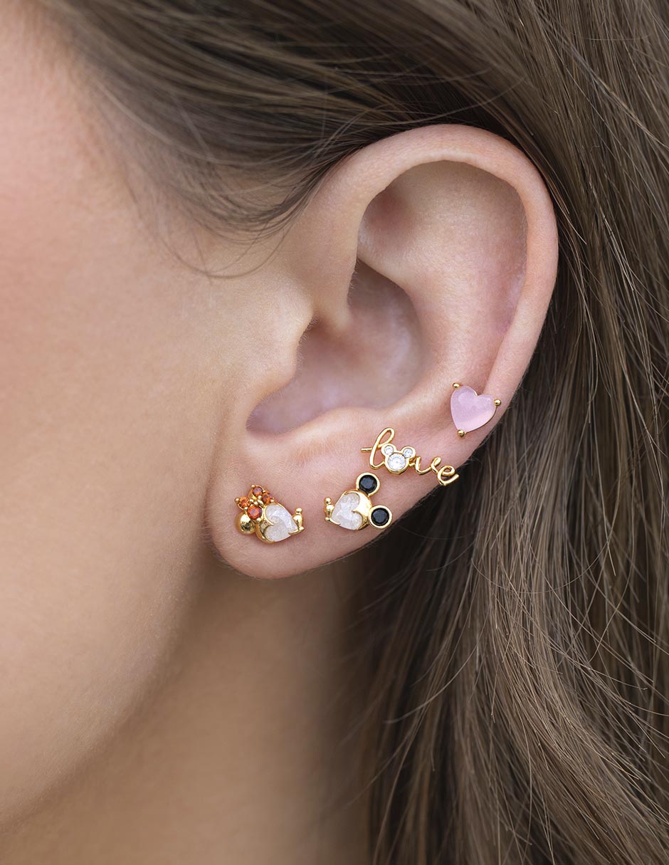 Set de aretes Disney 18 k con acabado chapa de oro zirconia cúbica 2