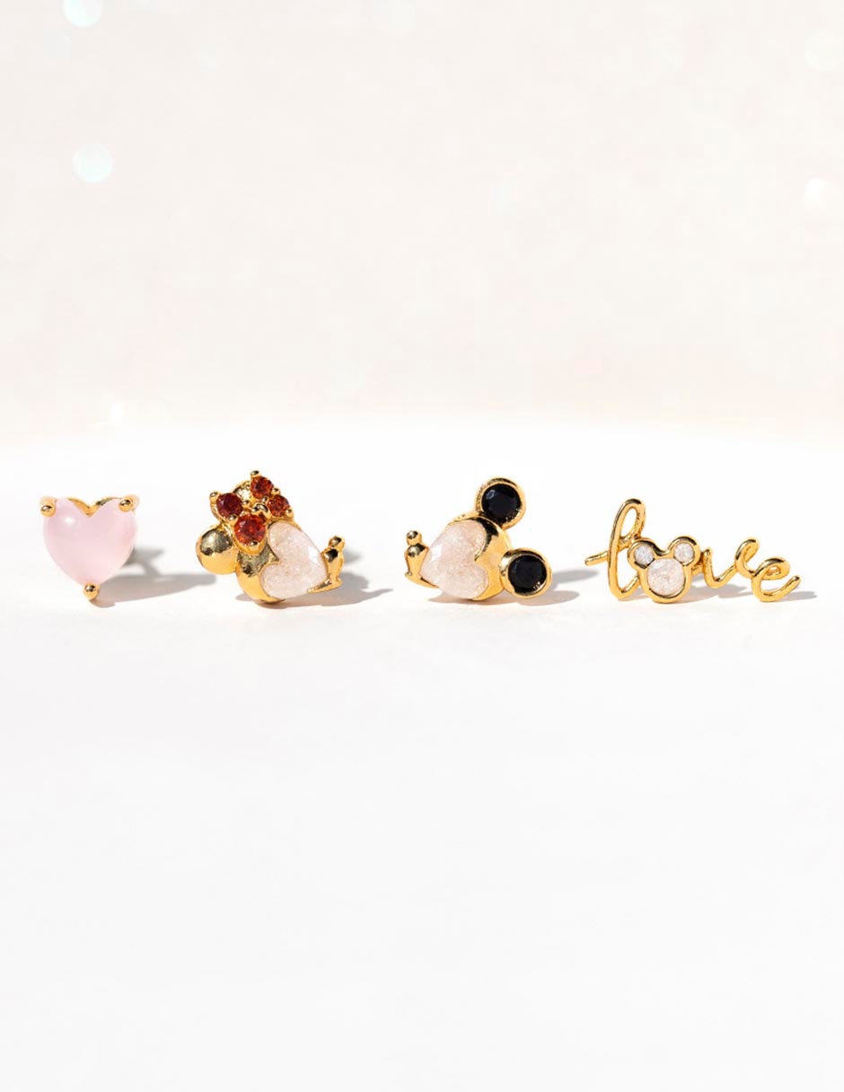 Set de aretes Disney 18 k con acabado chapa de oro zirconia cúbica 4