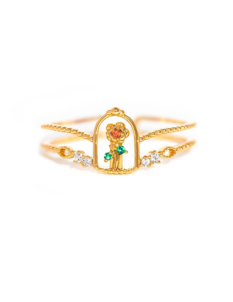 Anillo de flor chapa de oro