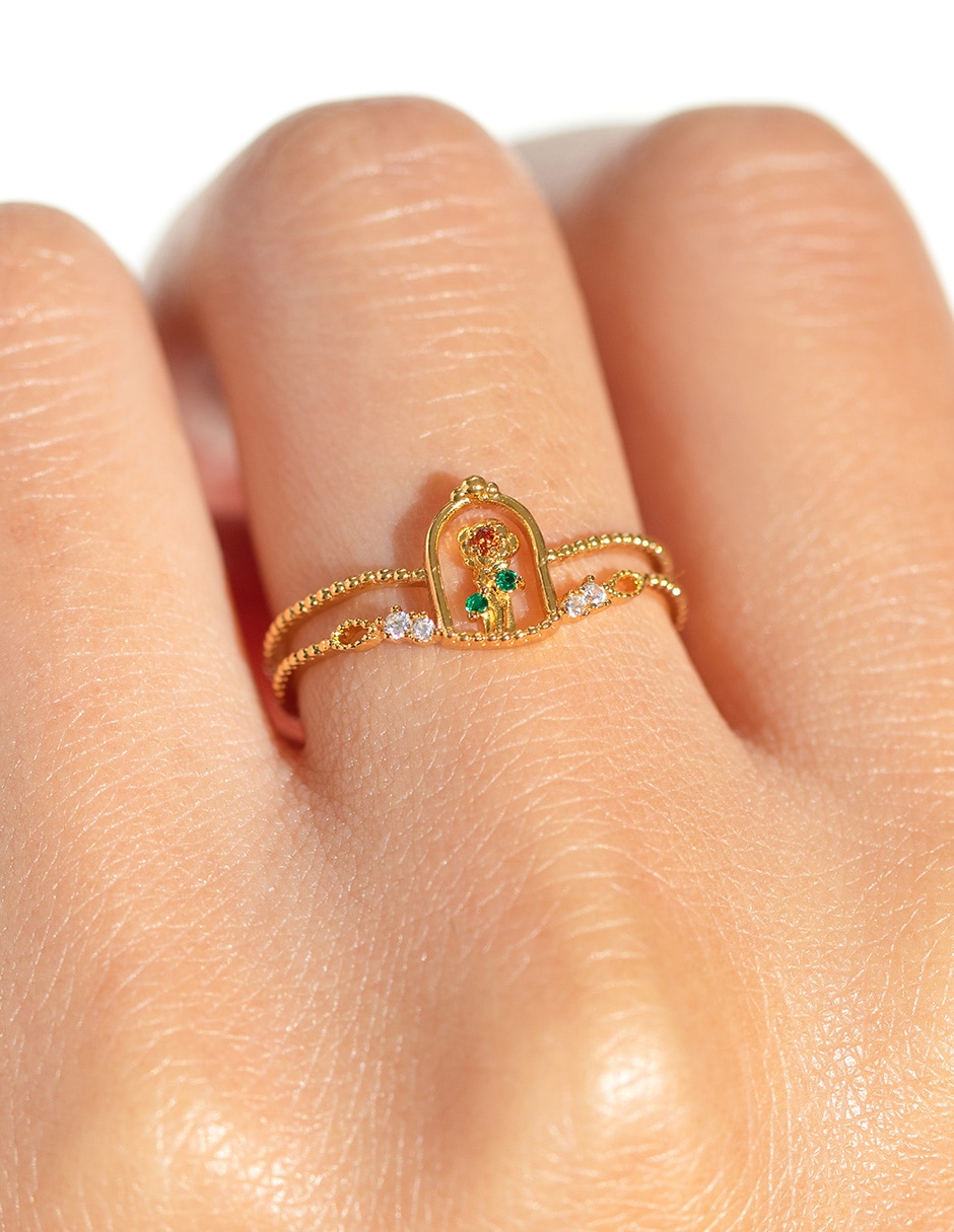 Anillo de flor chapa de oro 2
