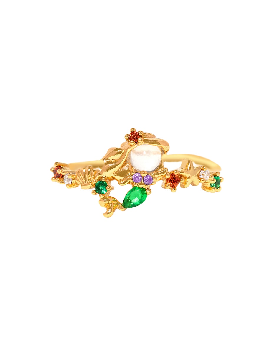 Anillo Disney La Sirenita zirconia cúbica chapa de oro
