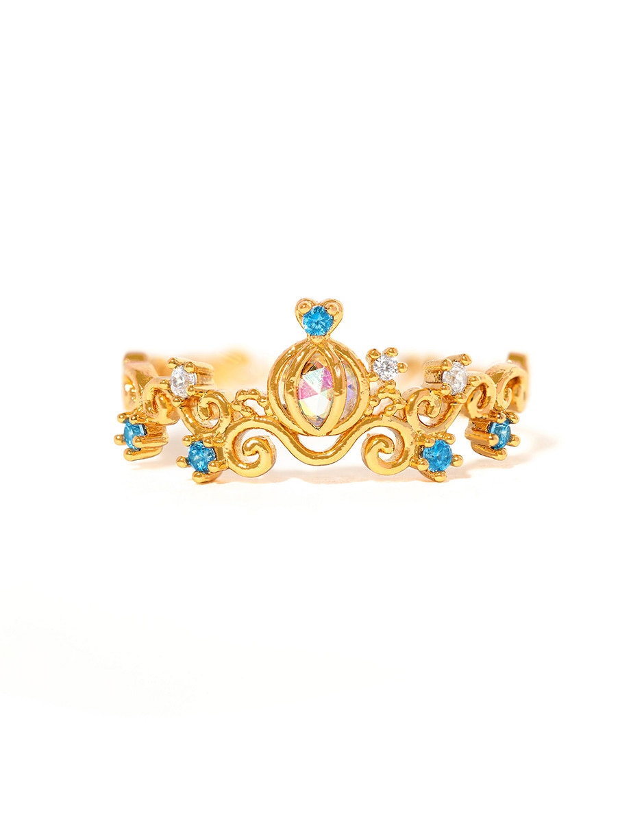 Anillo de carruaje de calabaza Disney Cenicienta circonita chapa de oro