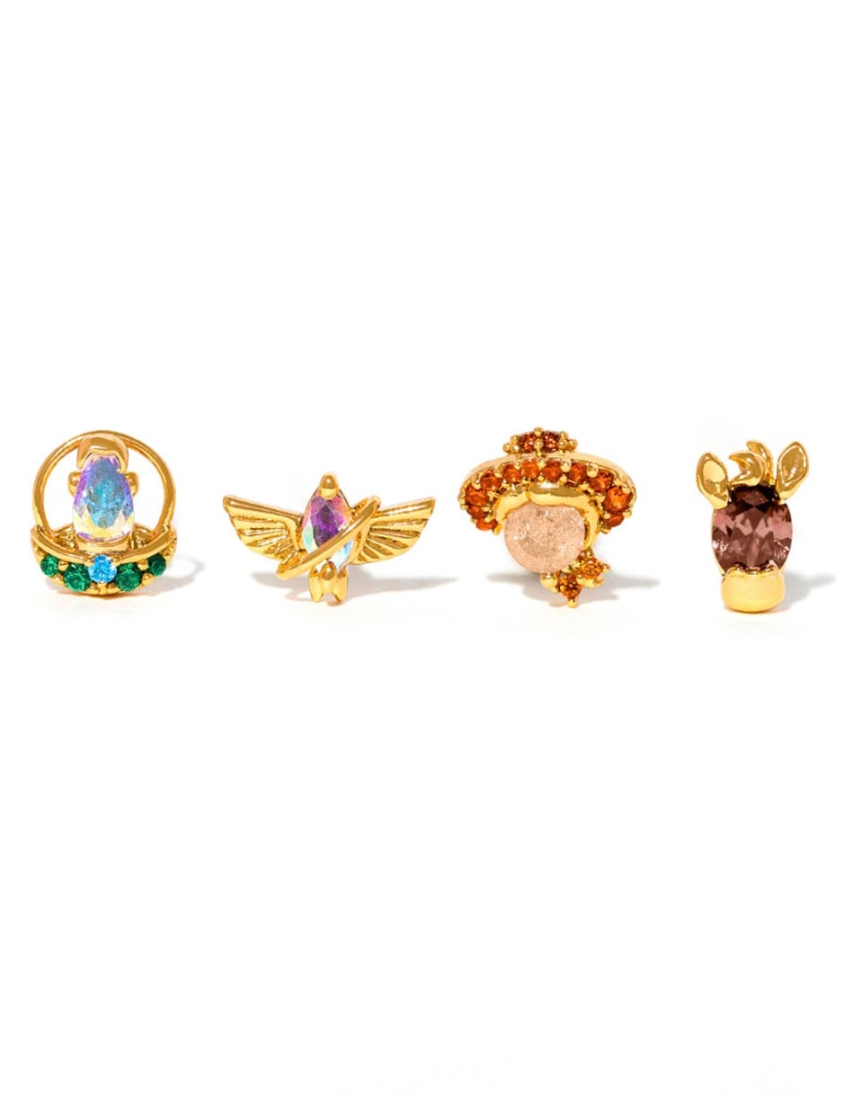 Aretes cortos Toy Story Pixar 18 k con acabado chapa de oro zirconia cúbica