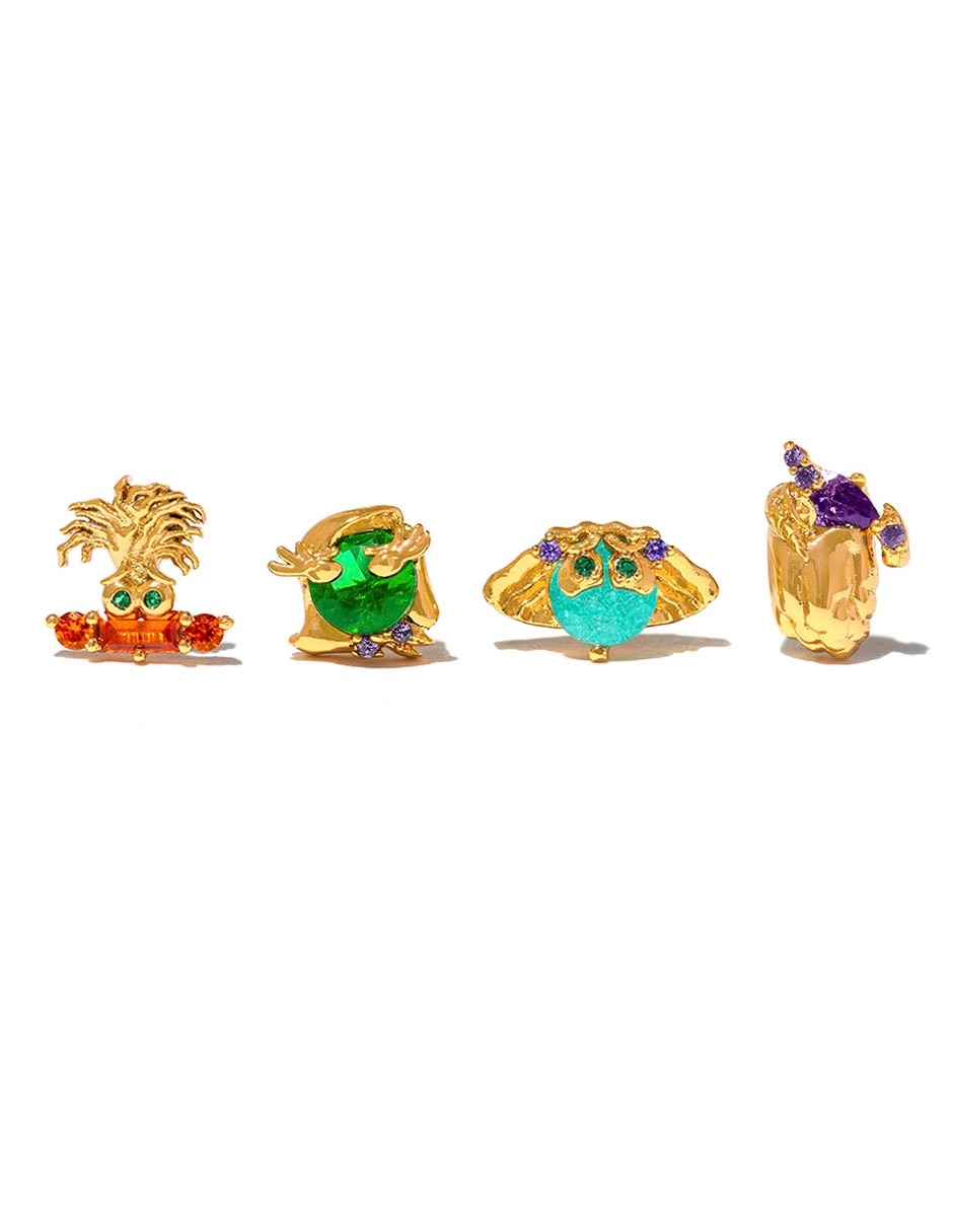 Set ear cuff Inside Out 2 Disney 18 k con acabado chapa de oro zirconia cúbica