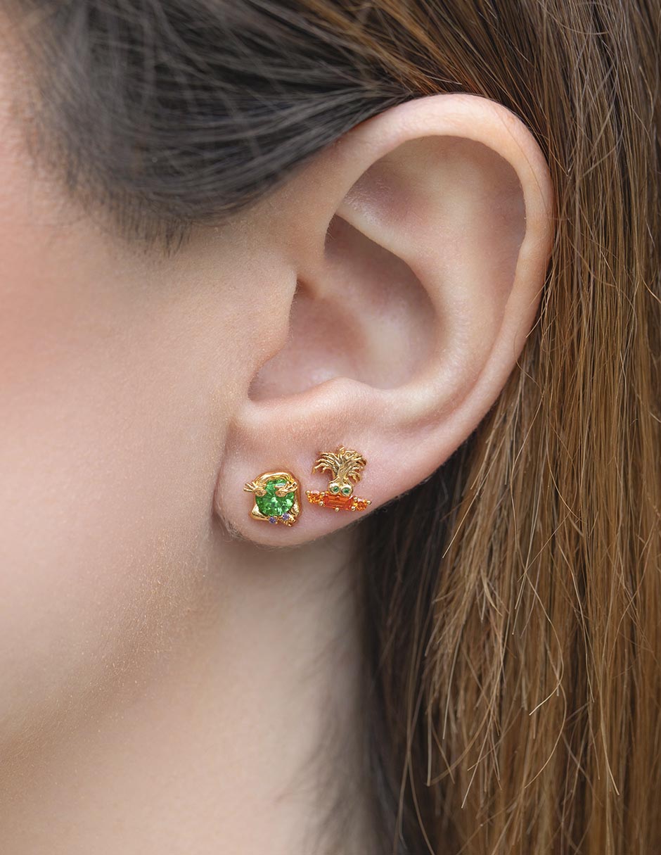 Set ear cuff Inside Out 2 Disney 18 k con acabado chapa de oro zirconia cúbica 2