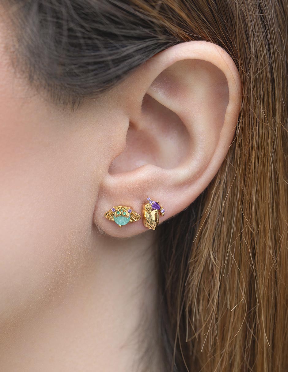 Set ear cuff Inside Out 2 Disney 18 k con acabado chapa de oro zirconia cúbica 3