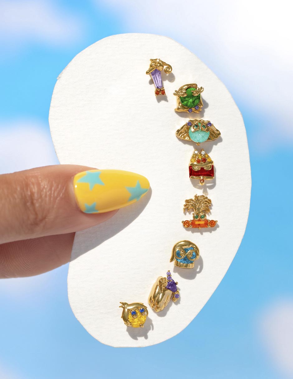 Set ear cuff Inside Out 2 Disney 18 k con acabado chapa de oro zirconia cúbica 4