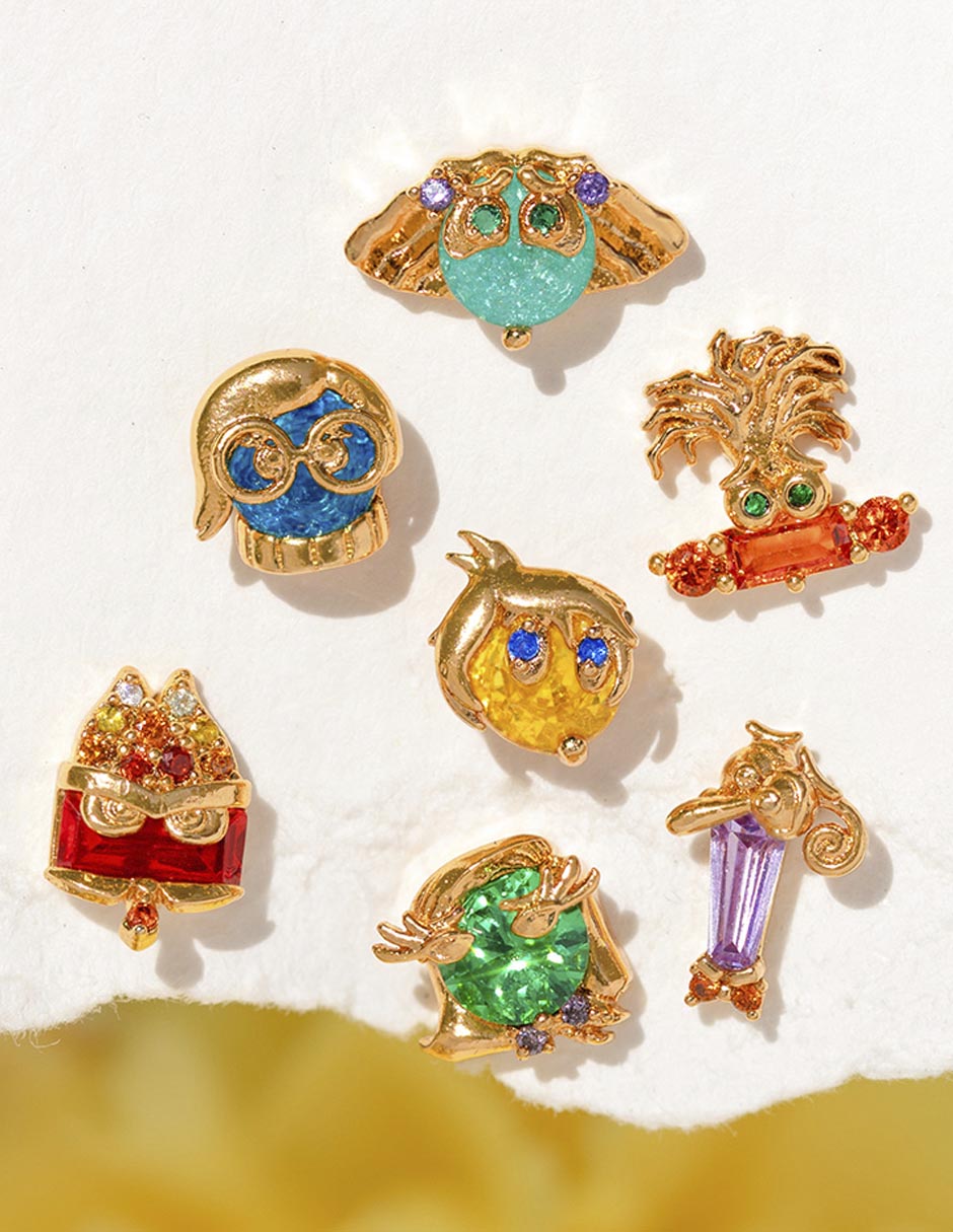 Set ear cuff Inside Out 2 Disney 18 k con acabado chapa de oro zirconia cúbica 5