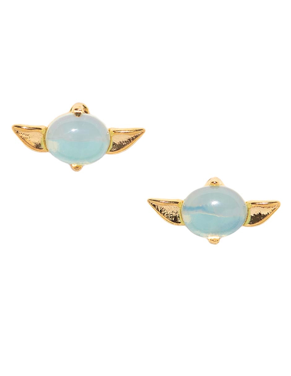 Aretes cortos Grogu Star Wars 18 k con acabado chapa de oro zirconia cúbica