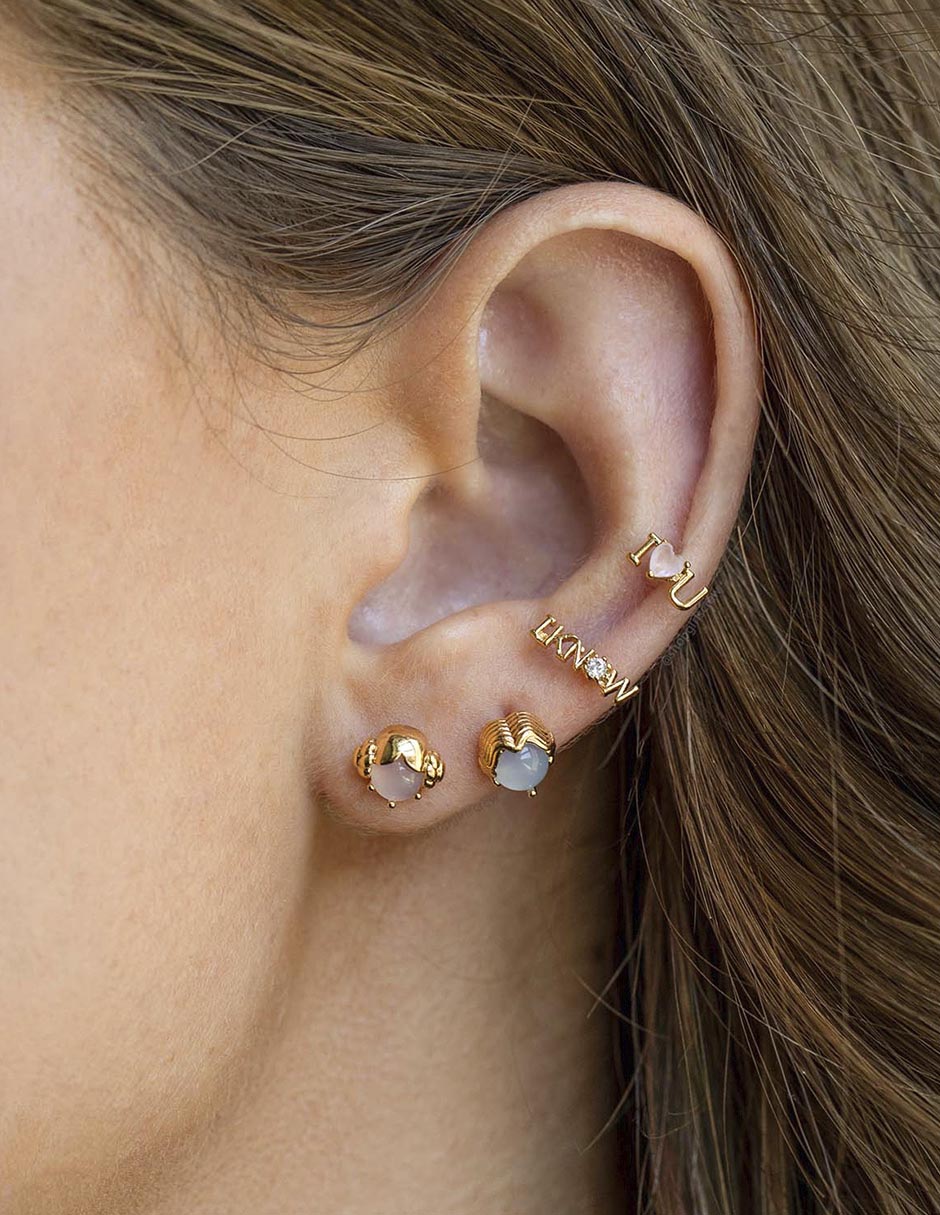 Aretes cortos Han Solo & Leia Star Wars 18 k con acabado chapa de oro zirconia cúbica 2