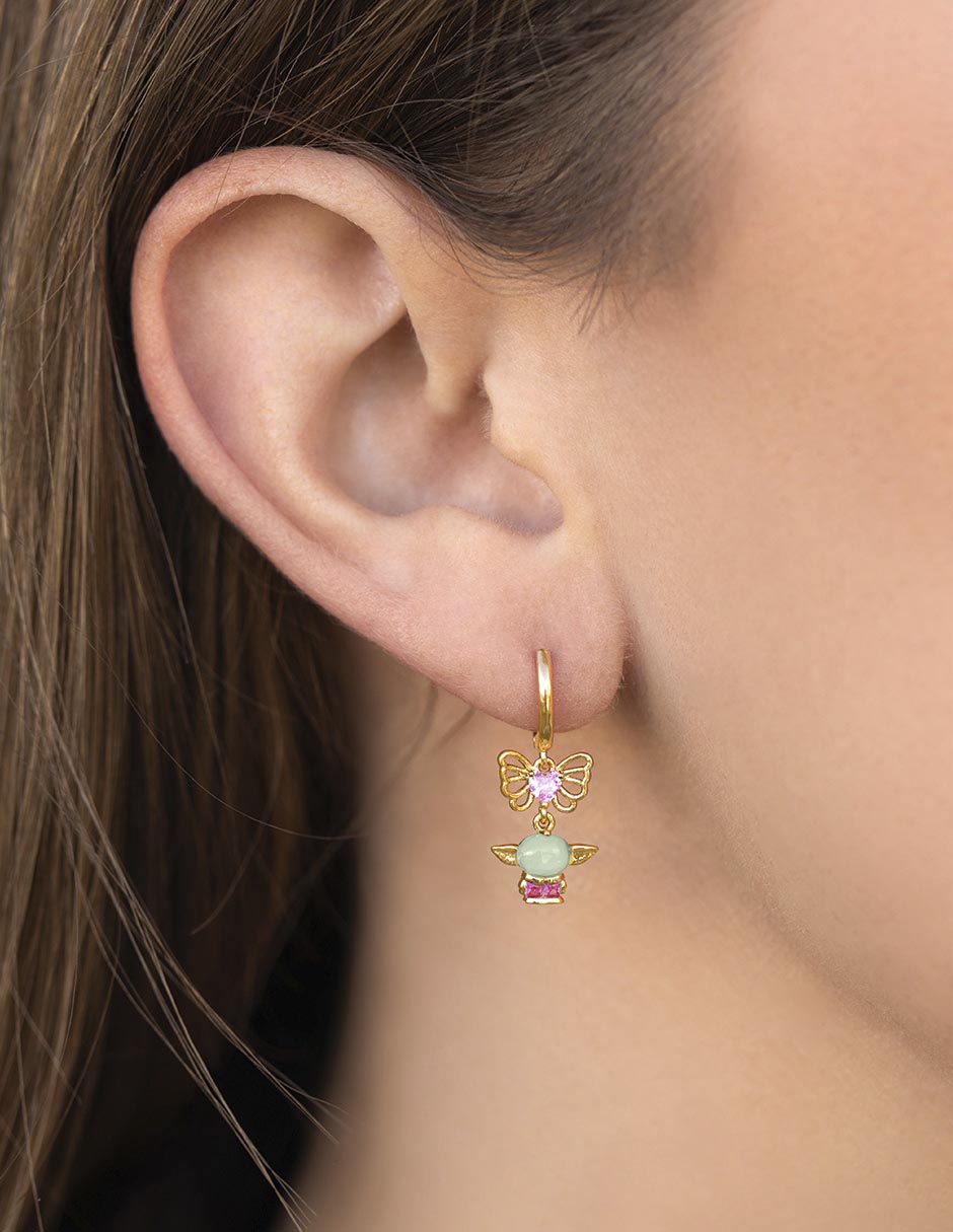 Aretes cortos Grogu Star Wars 18 K con acabado chapa de oro 2