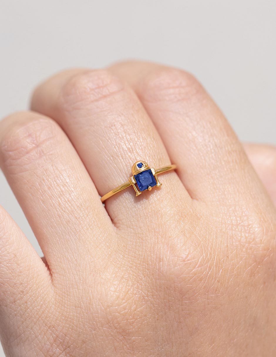 Anillo Star Wars R2-D2 zirconia cúbica chapa de oro 3