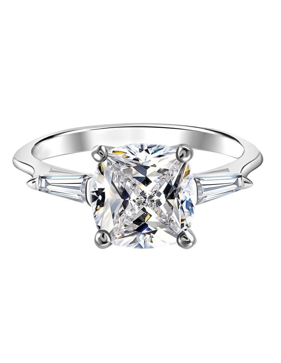 Anillo cuadrado P 925 de plata zirconia brillante