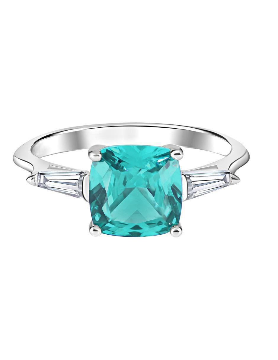 Anillo cuadrado P 925 de plata turmalina brillante