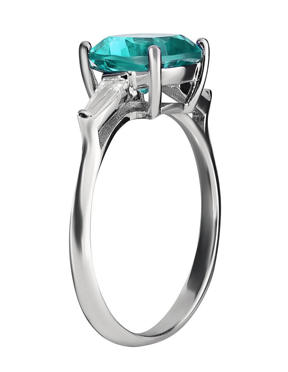 Anillo cuadrado P 925 de plata turmalina brillante 2