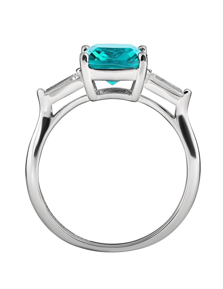 Anillo cuadrado P 925 de plata turmalina brillante 3