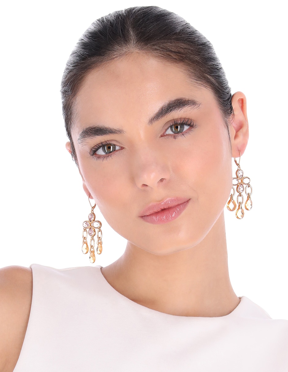 Aretes largos Sunset Serenade con acabado pavé cristal 3