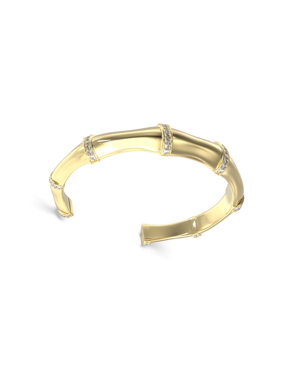 Brazalete con circonita Bamboo con acabado brillante