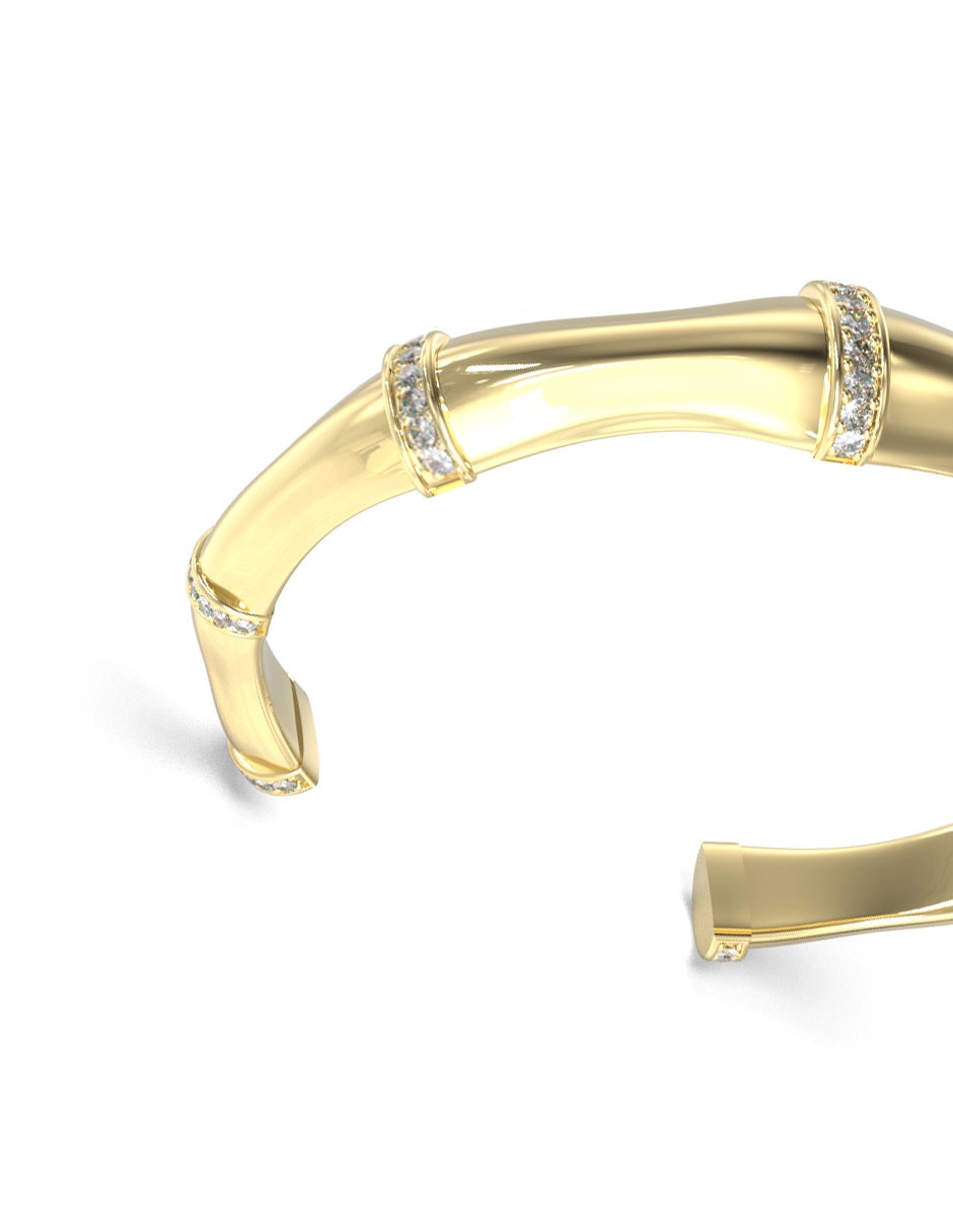 Brazalete con circonita Bamboo con acabado brillante 3
