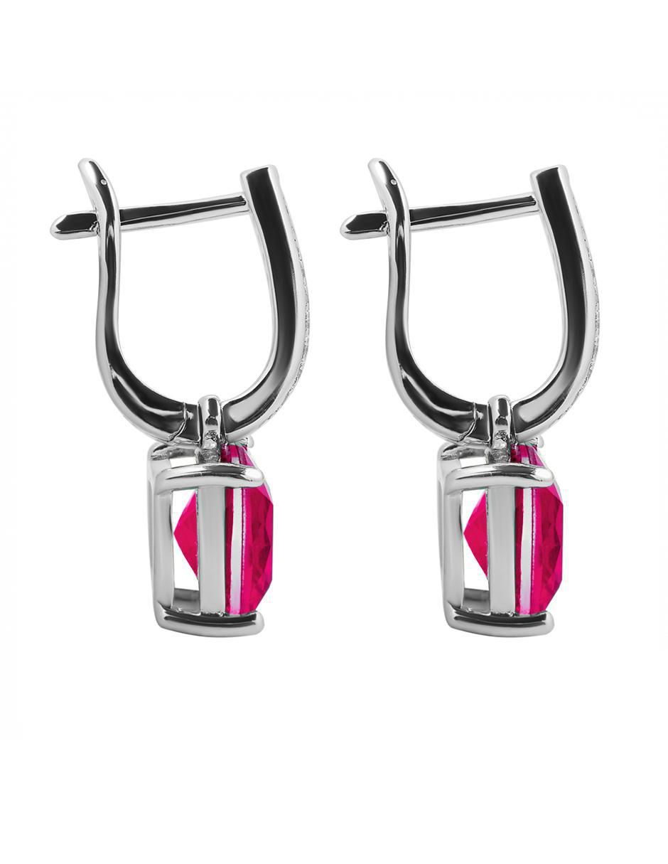 Aretes cuadrados de plata P 925 con acabado brillante rubí 3