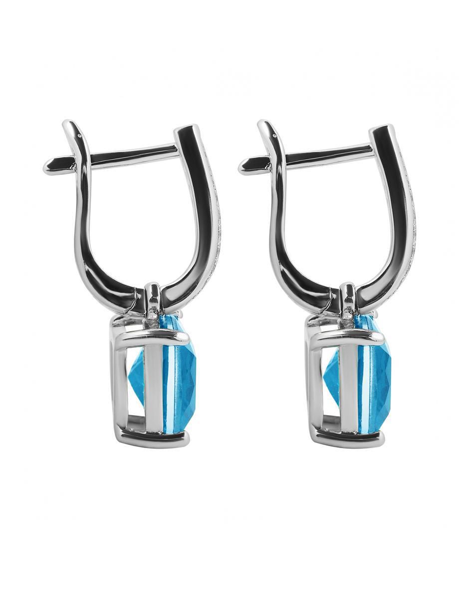Aretes cuadrados de plata P 925 con acabado brillante aguamarina 3