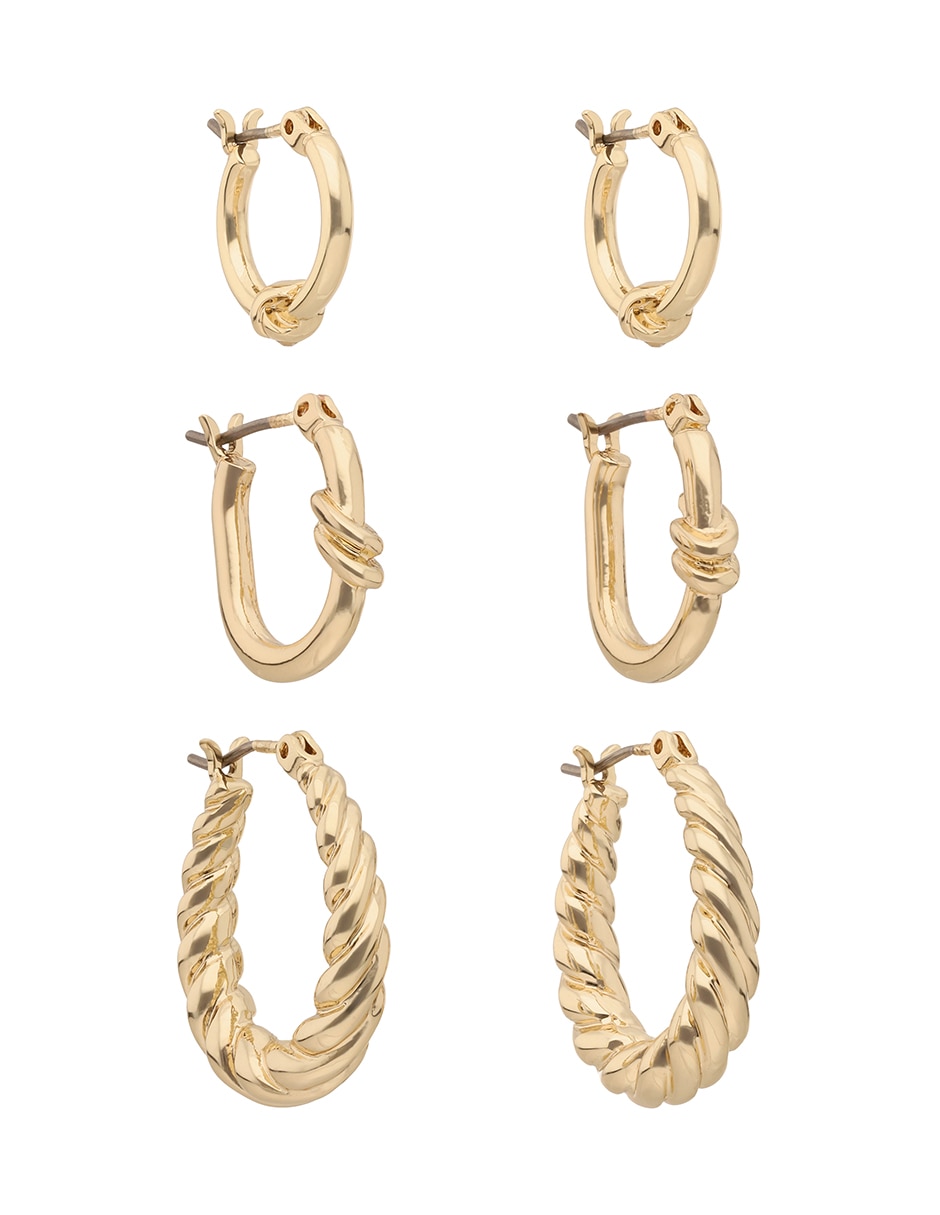 Set de aretes redondos Metal Crush con acabado brillante 2