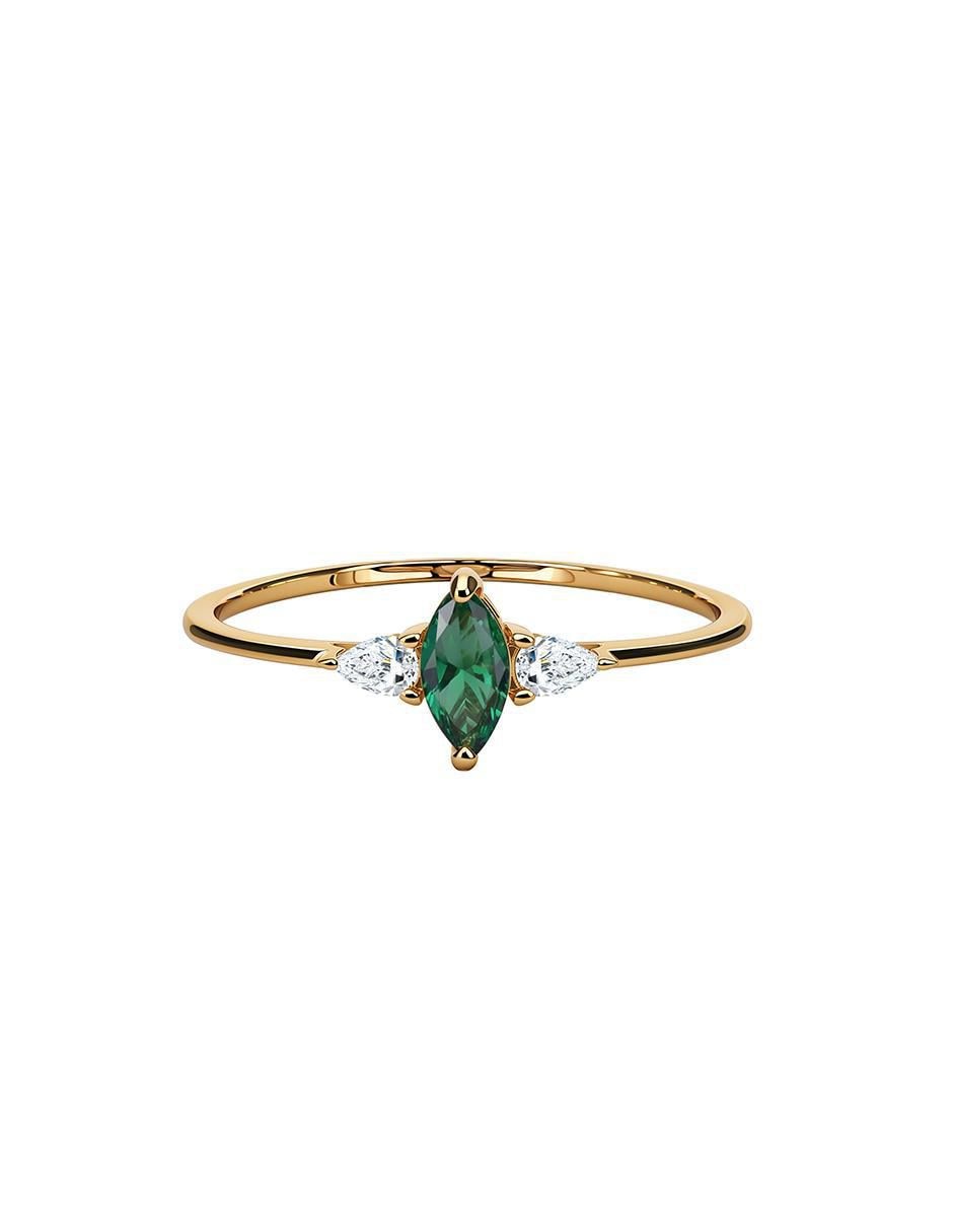 Anillo P 925 de plata esmeralda brillante