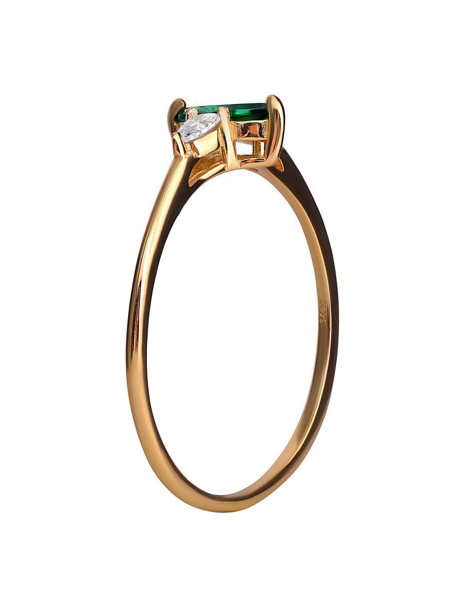 Anillo P 925 de plata esmeralda brillante 2