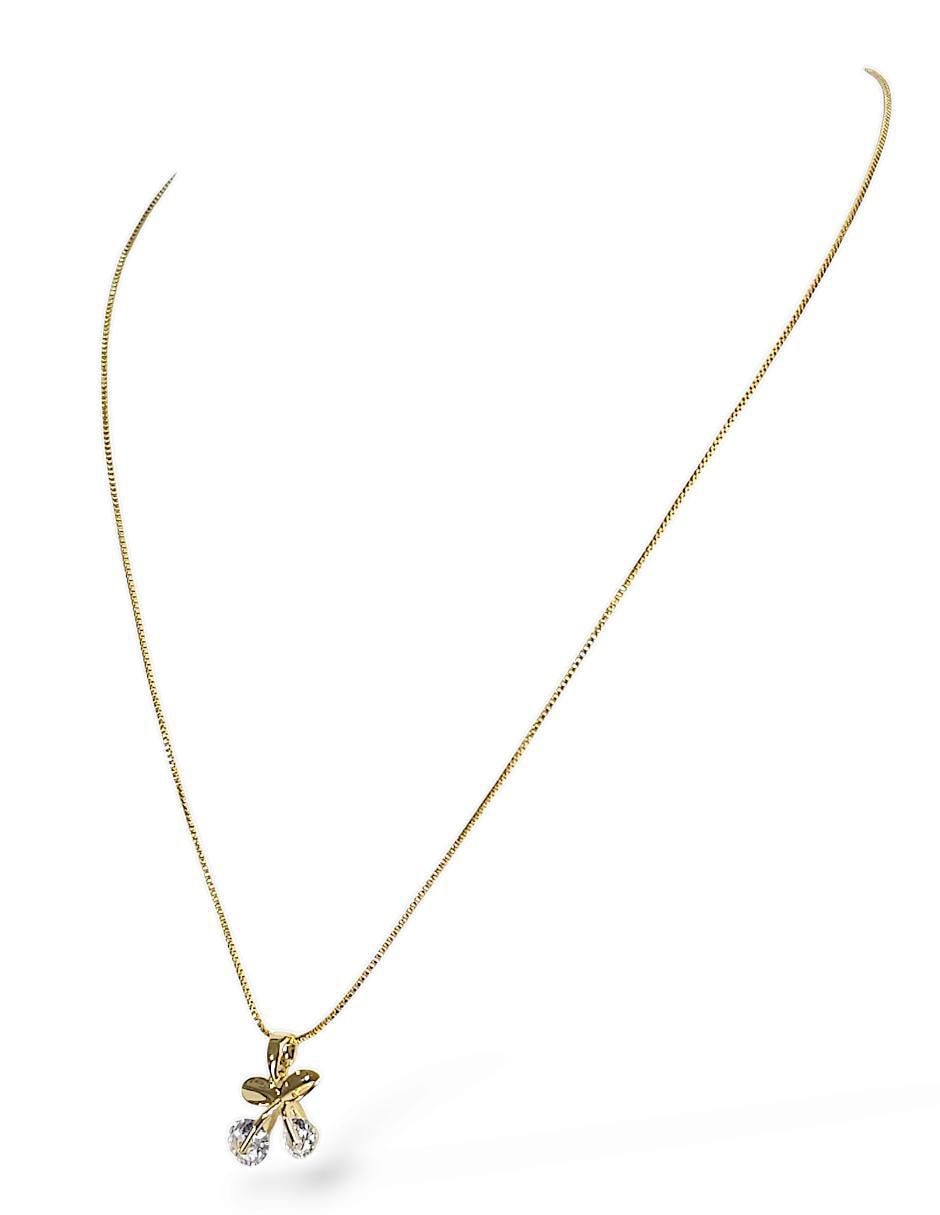 Aretes y collar baño de oro 18 k zirconia