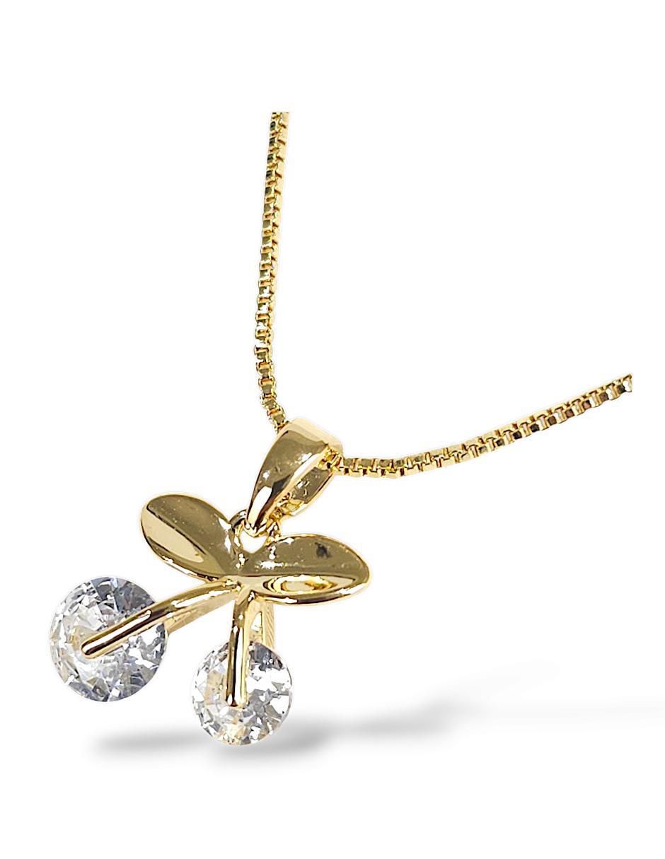 Aretes y collar baño de oro 18 k zirconia