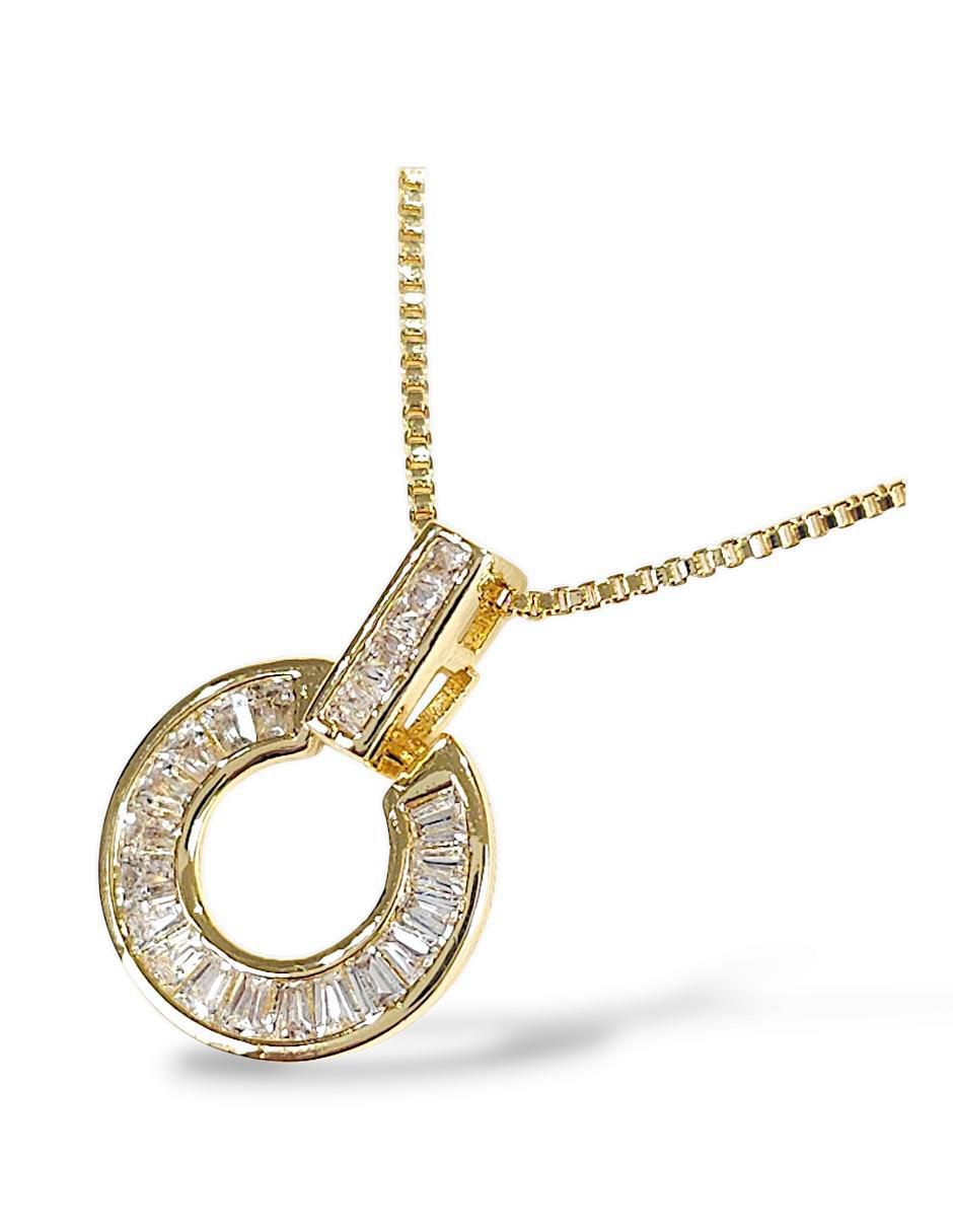 Aretes y collar baño de oro 18 k zirconia 4