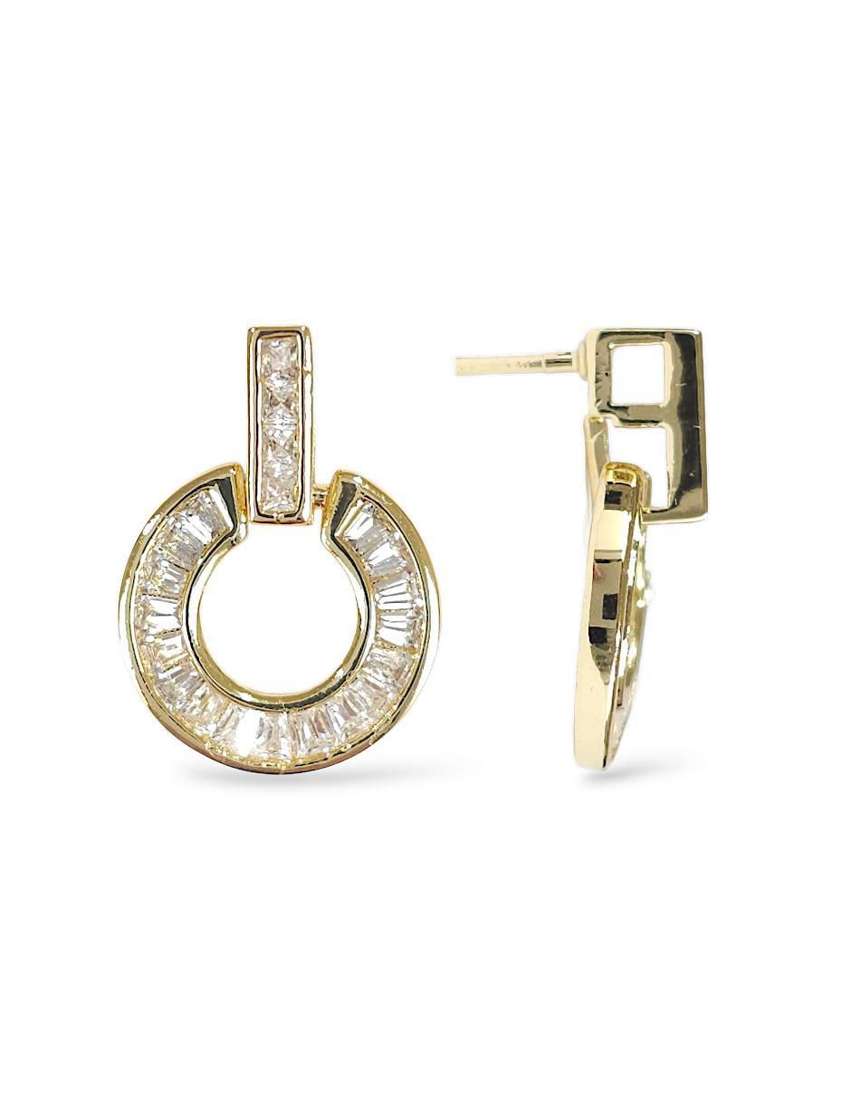 Aretes y collar baño de oro 18 k zirconia 5